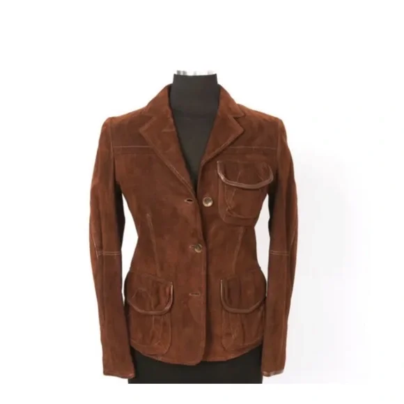 Latini Maria Vittoria Brown Suede “Loro Piana”Cashmere Mix Lined Blazer, NWT’s - Picture 3 of 9